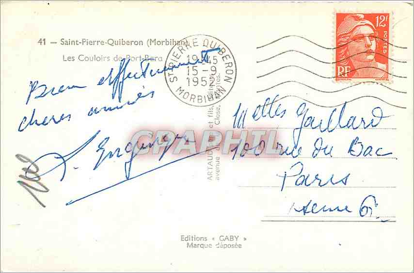 CPA Saint -Pierre quiberon( Morbihen)-Le Couloirs de Port-bera — Rückseite