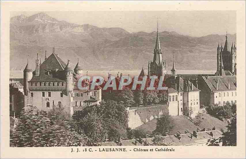CPA Lausanne-Chateau et cathedrale