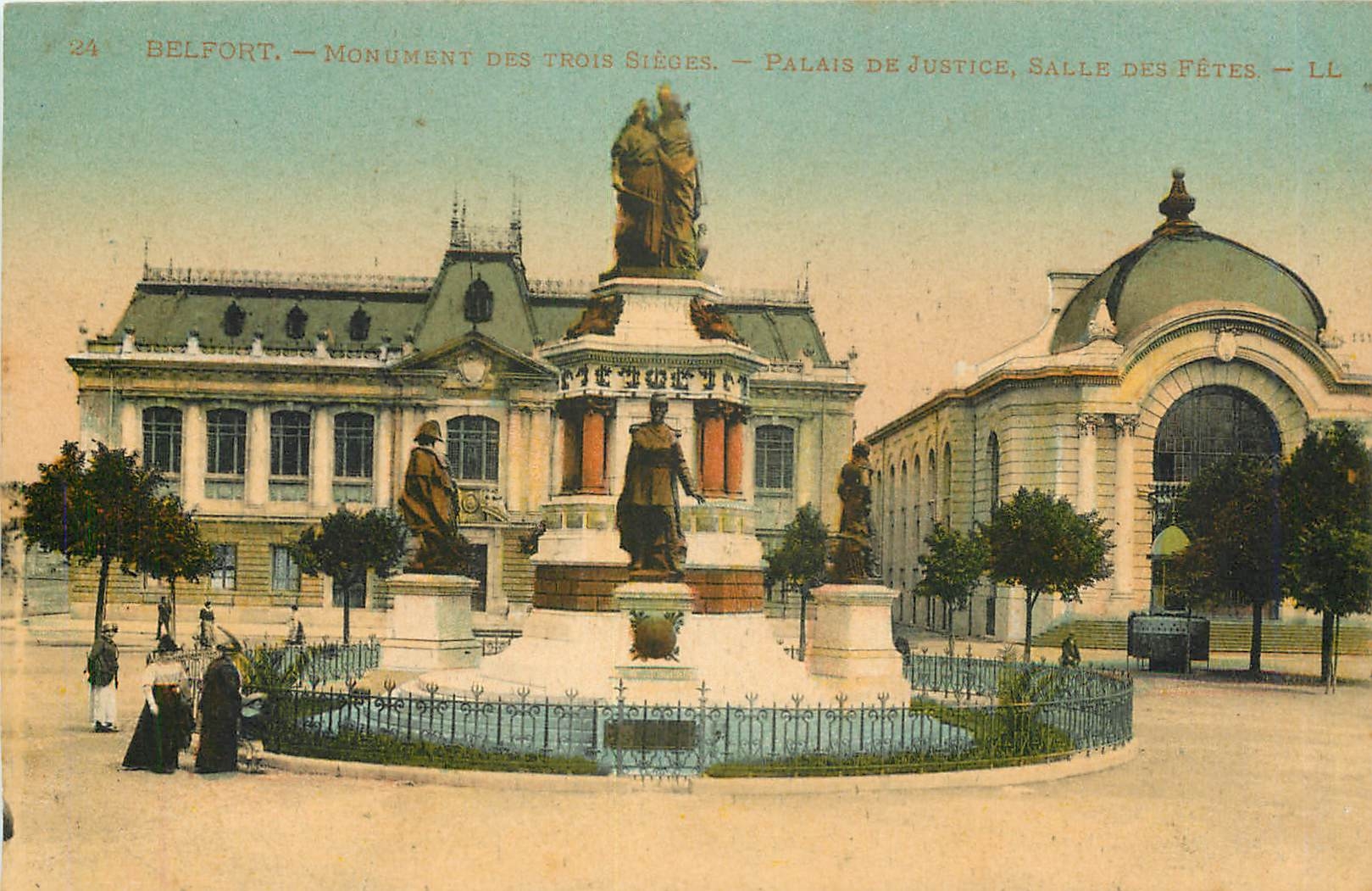 CPA Belfort-Monument des trois sieges-Palais de ustice  salle de fetes