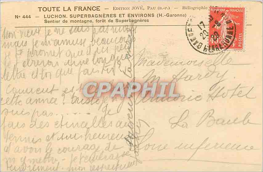 CPA Luchon superbagneres er environs (H.Garonne)Sentieer de montgne  foret de superbgneres — Rückseite