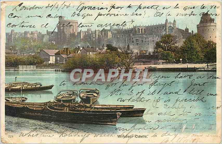 Windsor Castle — vue du château et du fleuve — éditeur non identifié, n° 224