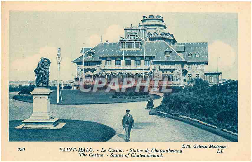 Saint-Malo - Le Casino - Statue de Chateaubriand - Edit. Galeries Modernes LL