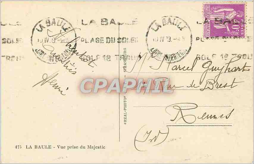 CPA La baule- vue prise du Majestie — Rückseite