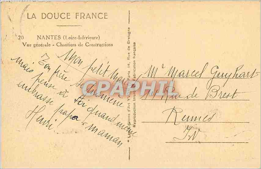 CPA Nantes (loire-Inf)-vue generale-Chattiers de constructions Bateaux — Verso