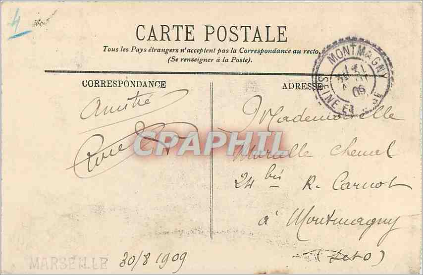 CPA Marseille-Notre dame de la garde-Cote Nord — Rückseite