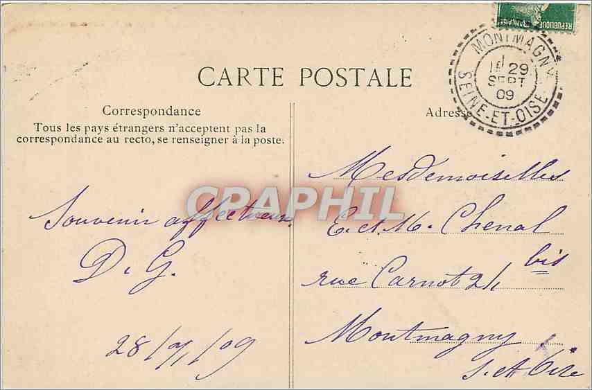 CPA Melun-Notre Dame et la Maison centrale — Verso