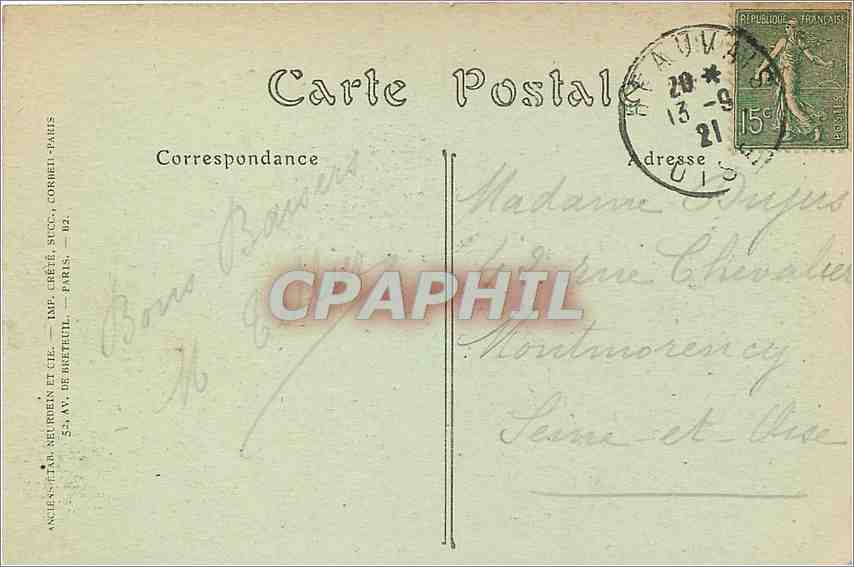 CPA Beauvais L'hotel de ville — Verso