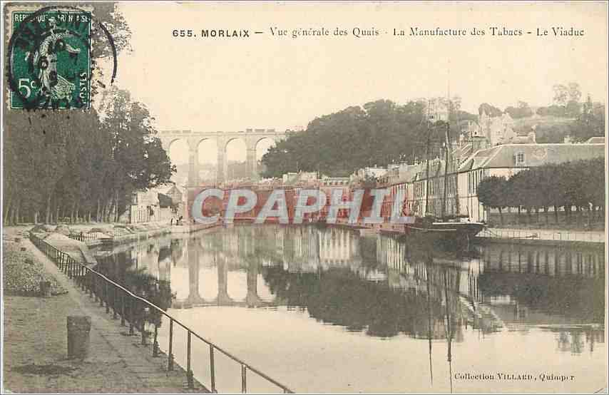 CPA Morlaix vue generale des Quai La manufacture des Tabacs le Viaduc