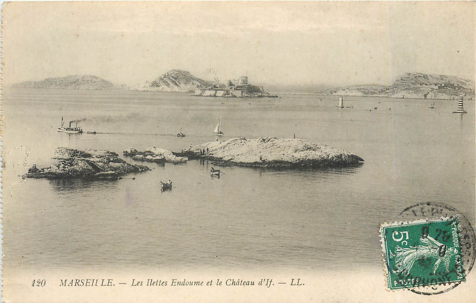 CPA Marseille les ilettes endoume et le Chateau d'if LL
