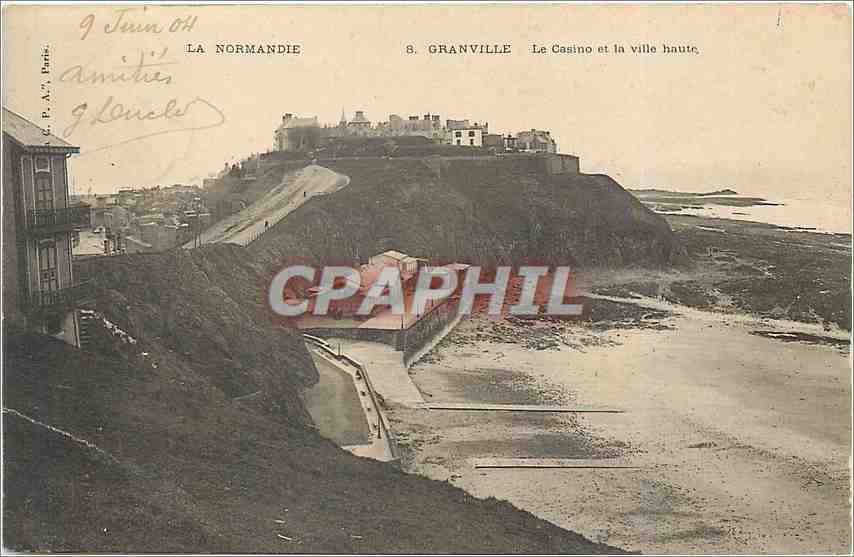 Granville — Das Casino und die Oberstadt — C.P. A. Nr. 8, Paris