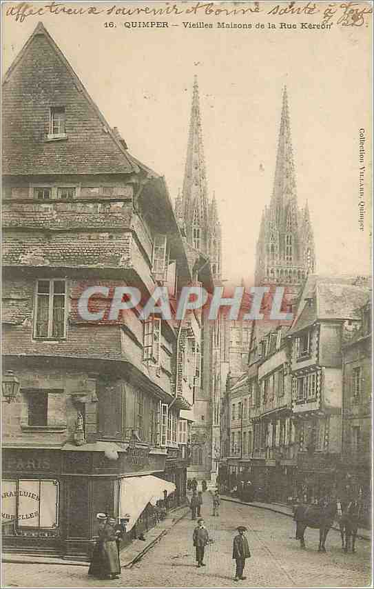 CPA Quimper vieilles maisons de la rue Kereon