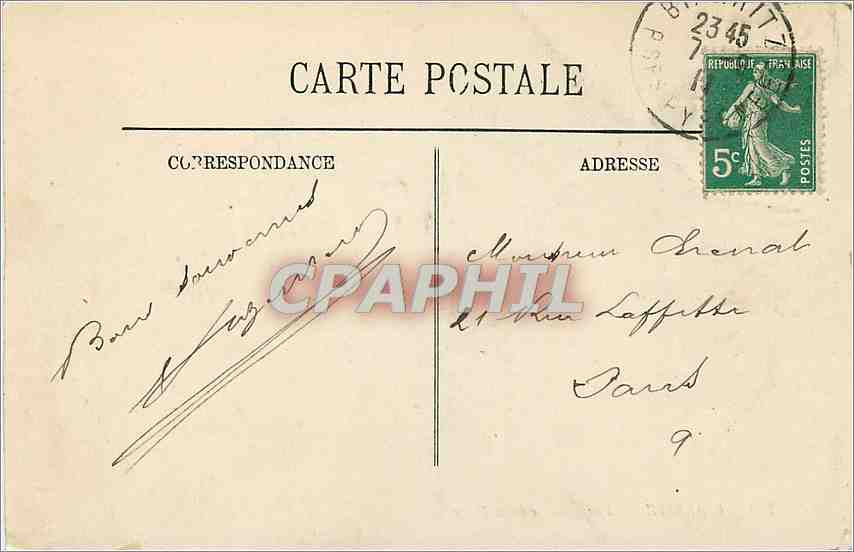 CPA Biarritz vue generale de la plage — Verso