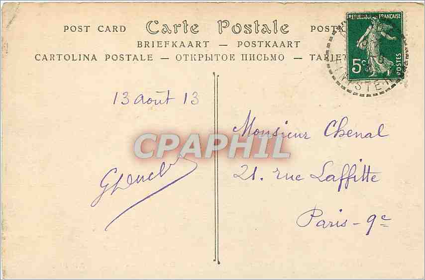 CPA la pointe du raz baie des trepasses interieur de la grotte du gravier — Rückseite