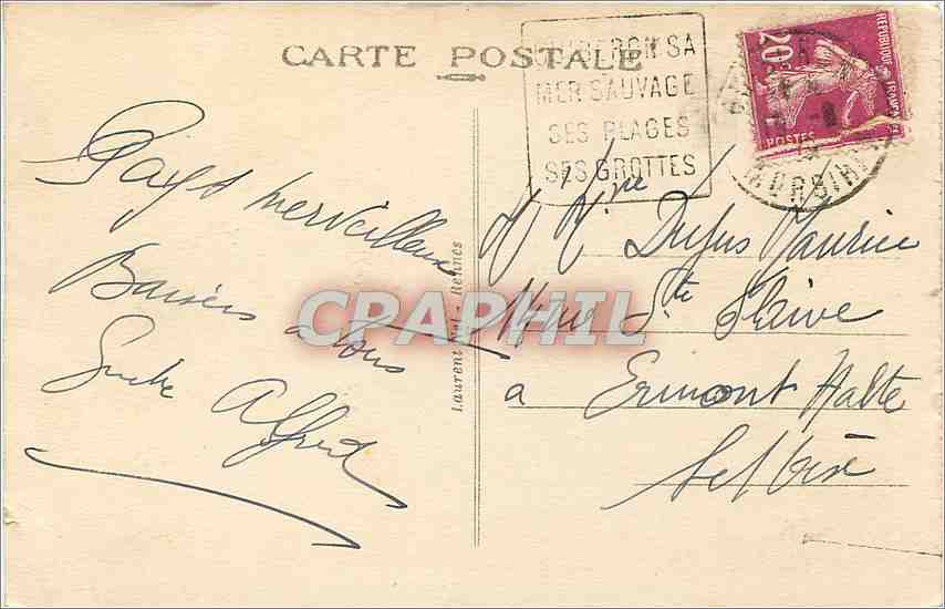 CPA quiberon pointe de Berger VII le rocher de l'aigle — Rückseite