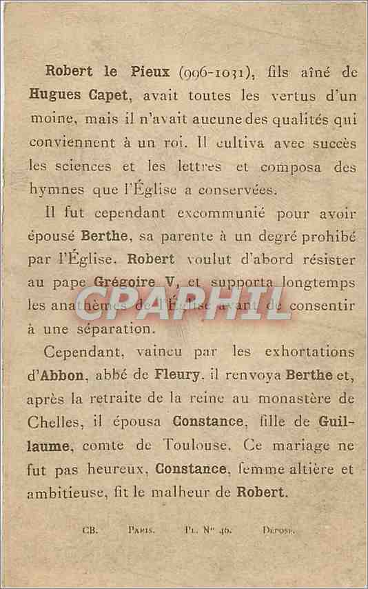 Chromo Excommunication de Robert le Pieux — Rückseite