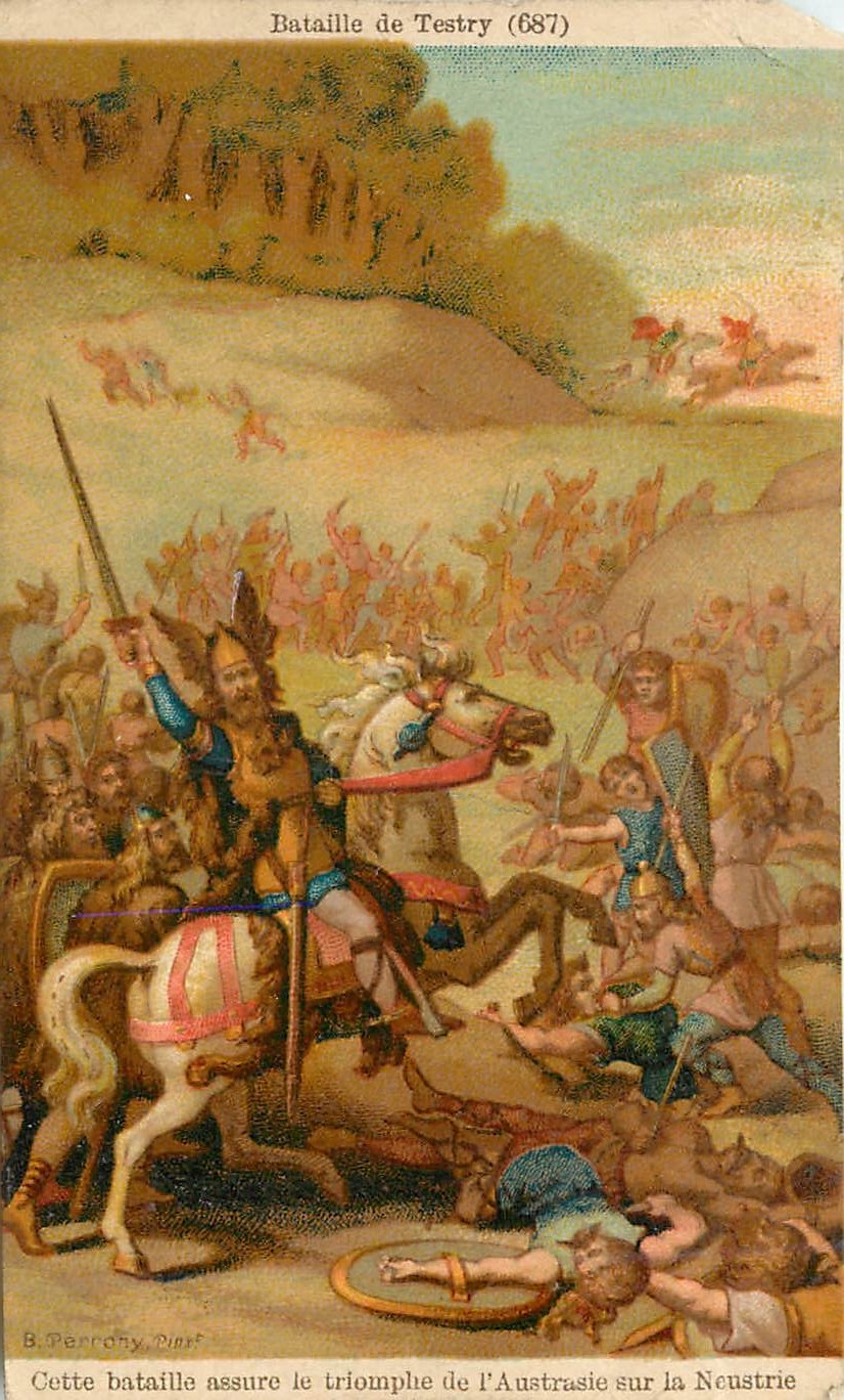 Chromo Cette bataille assure le triomphe de l'Austrasie sur la Neustrie Bataille de Testry 687
