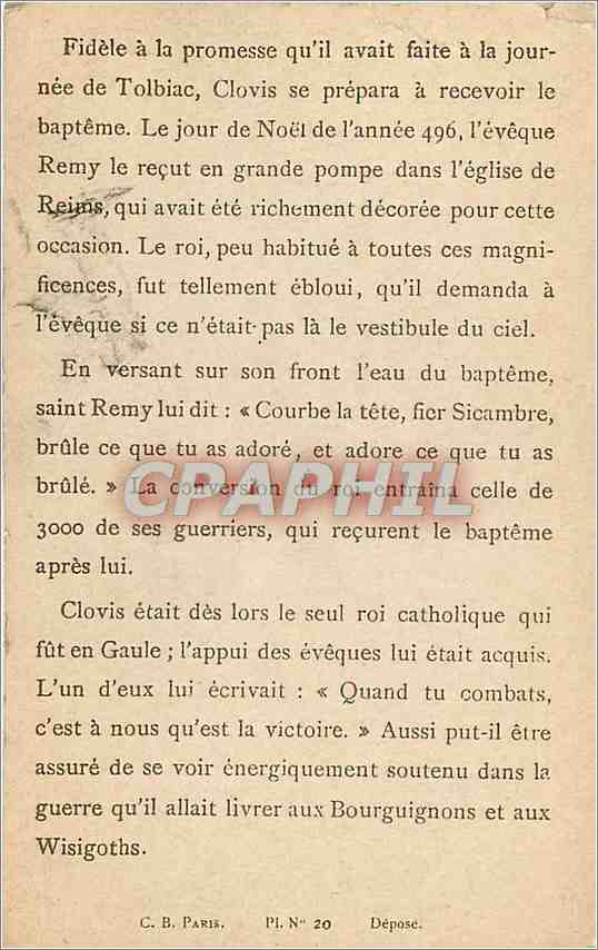 Chromo Courbe la tete fier sicambre brule se que tu as adore et adore ce que tu as brule — Rückseite