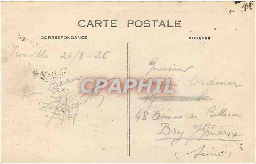 CPA Trouville le depart du bateau du havre  — Verso