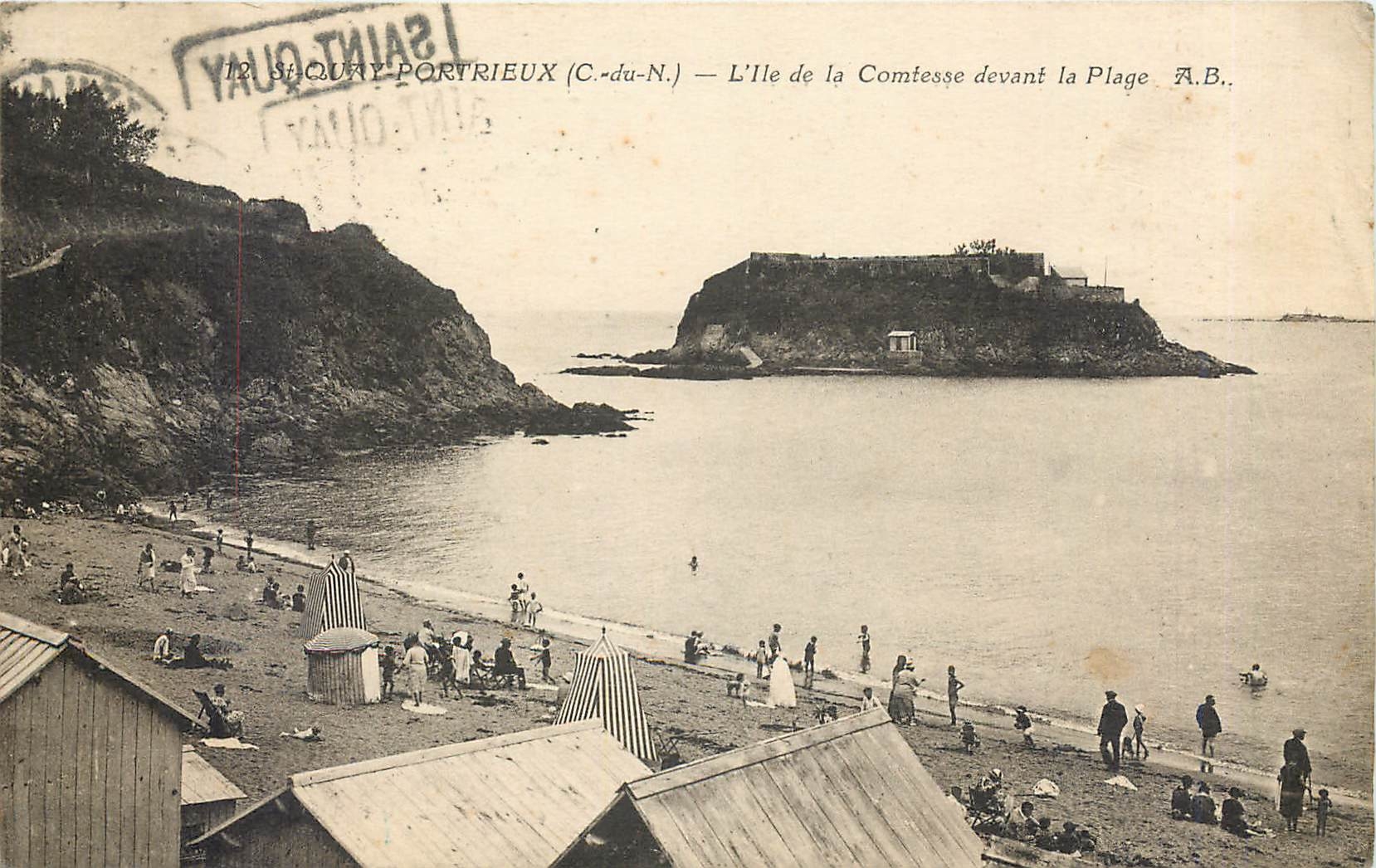 CPA Quay portrieux C du N l'Ile de la Comptesse devant la plage AB
