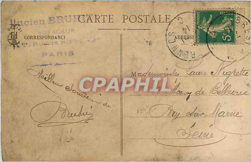 CPA St Brieuc legue les Regates vue prise de la terrasse de l'Hotel Terminus Bateau Phare — Rückseite