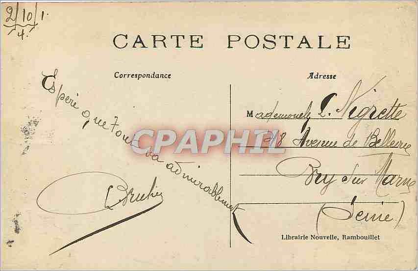 CPA le Chateau de Rombouillet et le grand canal — Rückseite
