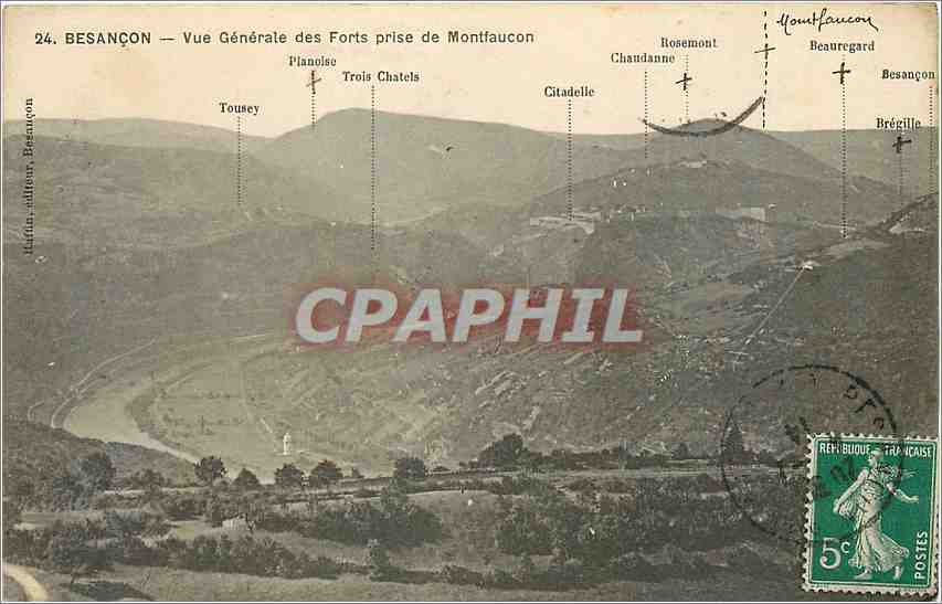 Besançon — Vue Générale des Forts prise de Montfaucon — Éditeur: Laffin, Besançon, n°24