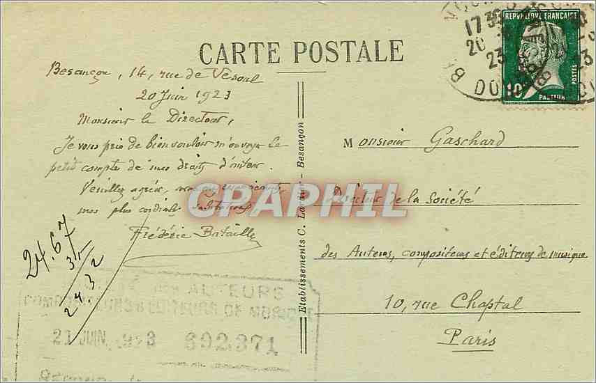 CPA besancon les bains promenade chamars Fort Chaudanne — Rückseite