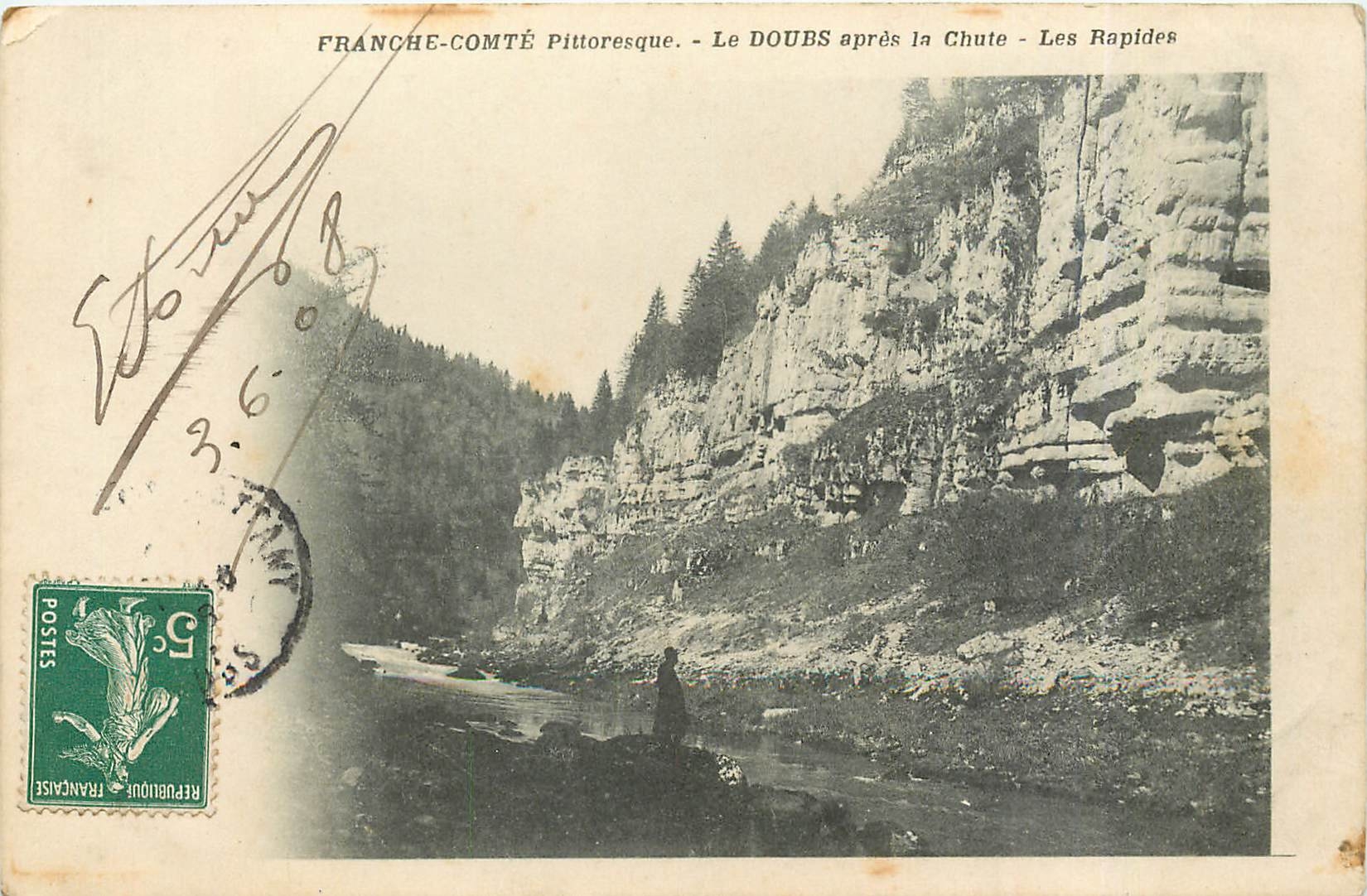 CPA Franche comte pittoresque le Doubs apres la chute les rapides