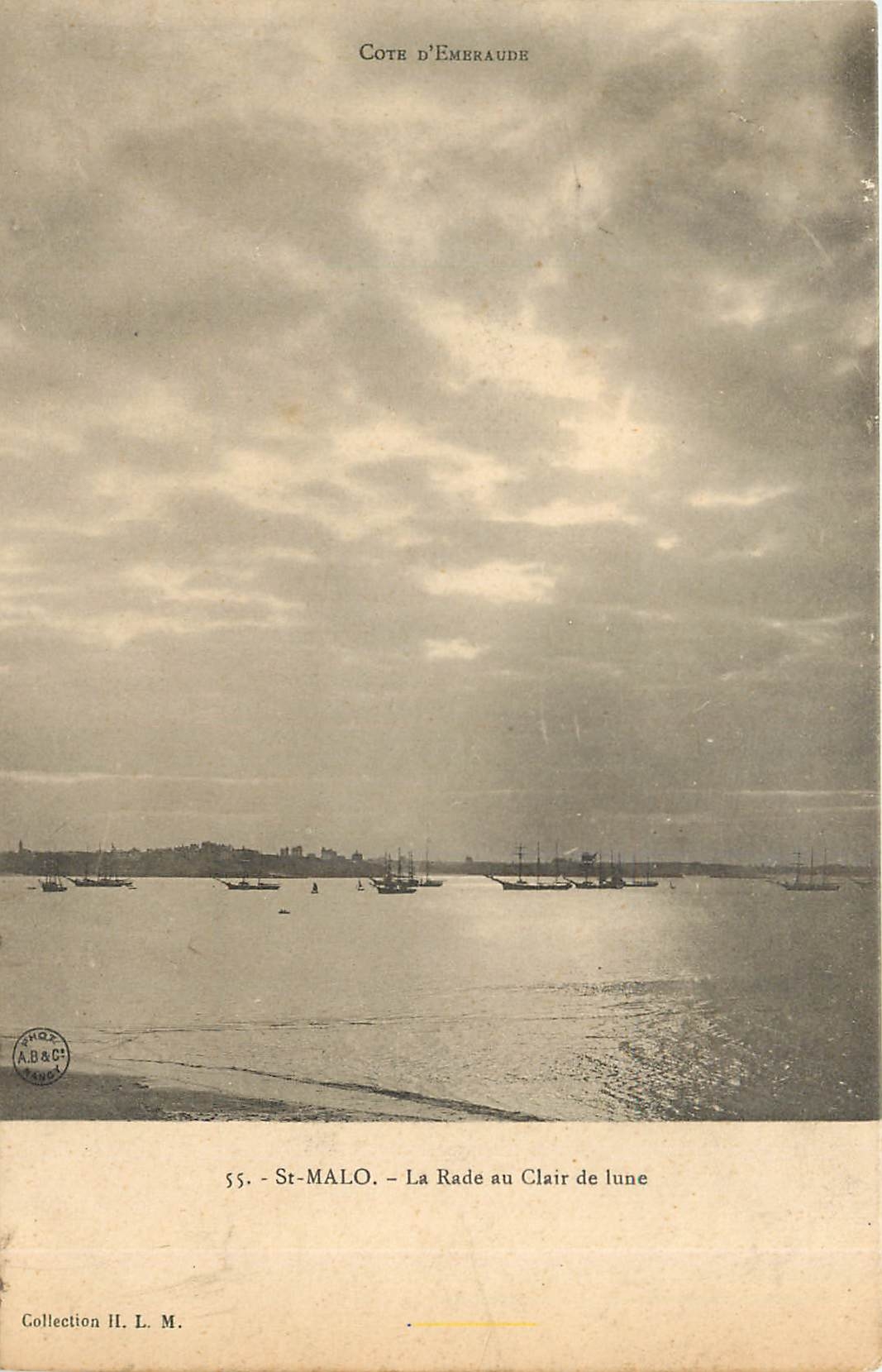 CPA St Malo La Rade en Clair de lune