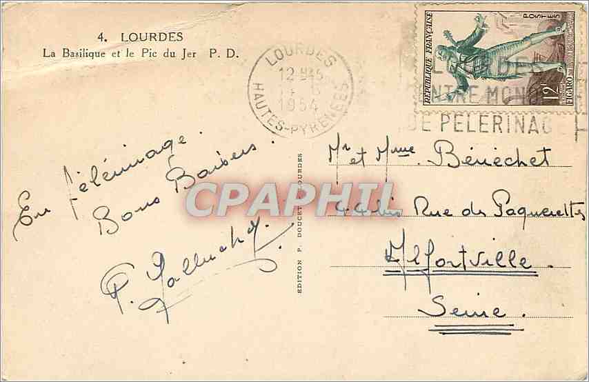 CPA Lourdes l bsilique et le pie du jer PD — Verso