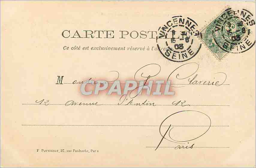 CPA Vincennes vue generale chaplle et Donjon — Rückseite