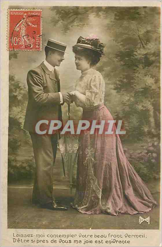 Couple en tenue d'époque — scène romantique — éditeur inconnu, n° de série 164 - Recto