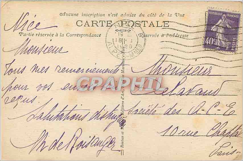 CPA La cote d' azur jardin Fleuri — Verso