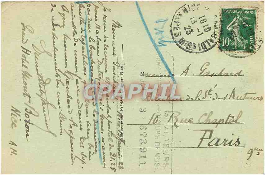 CPA Nice un coin du jardin Albert 1er — Rückseite