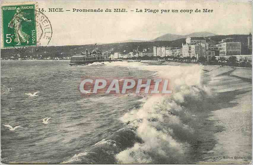 CPA Nice promenade du midi la plage par un coup de mer