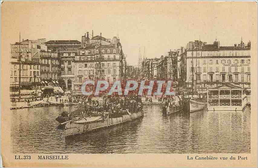 CPA Marseille la canebiere vue du Port Bateau