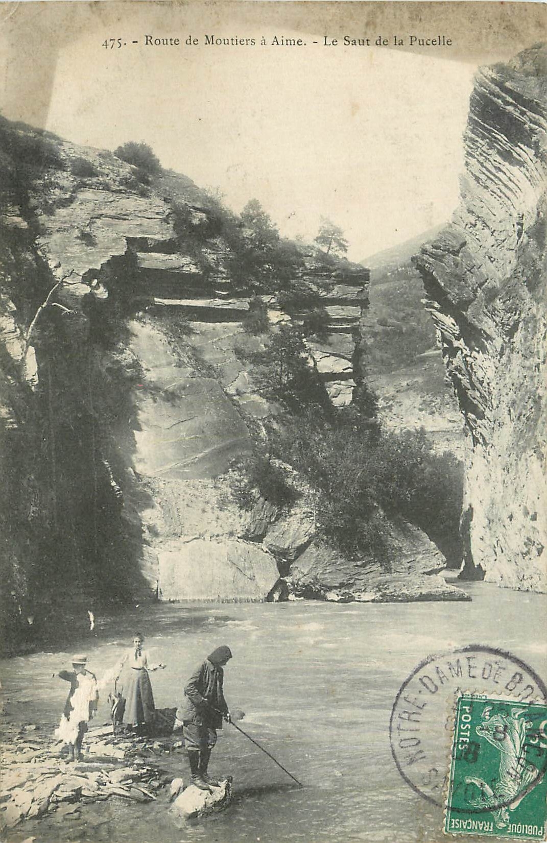 CPA Route de Moutiers a aime le saut de la pucelle Peche Pecheur