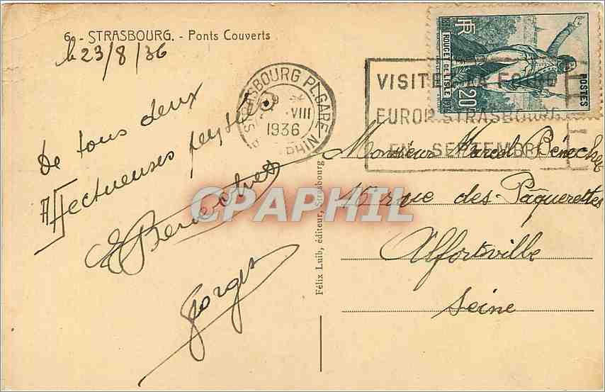 CPA Strasbourg Ponts couverts — Rückseite