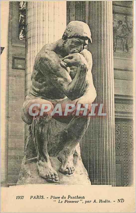 CPA Paris place du Pantheon le penseur par A Rodin NL