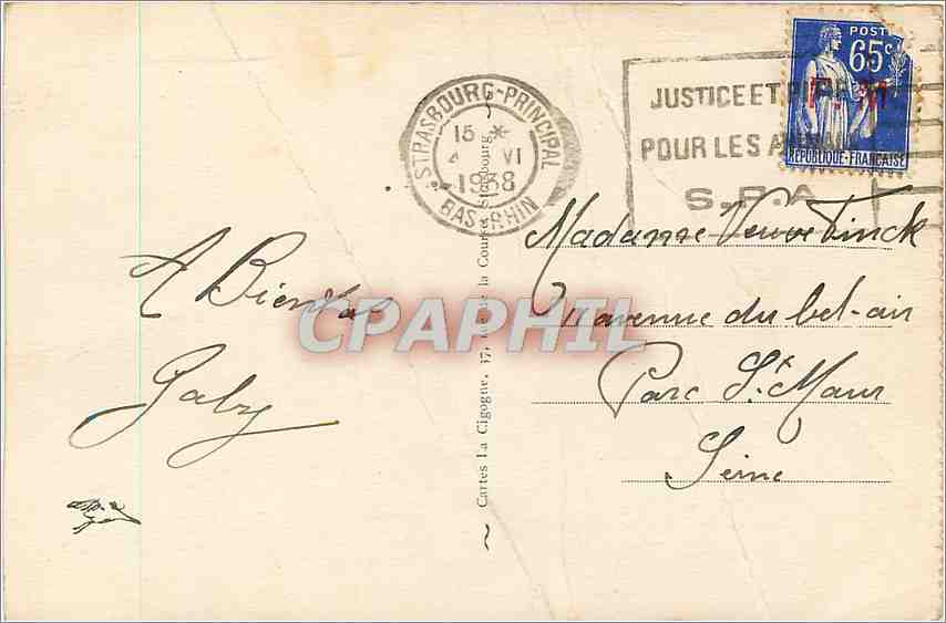 CPA Strasbourg L'a ville et la Cathedrale — Rückseite