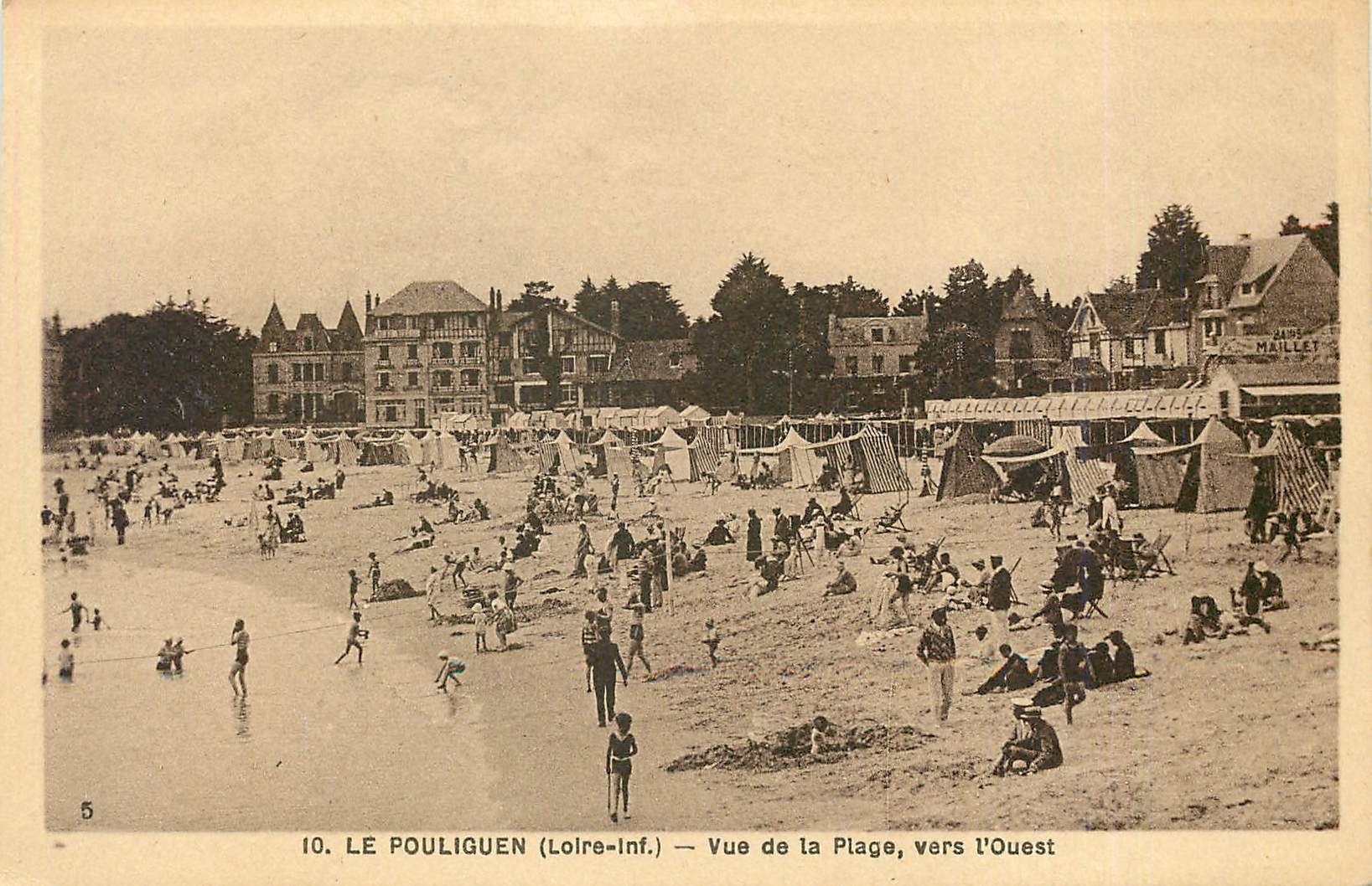 CPA Le Pouliguen Loire inf vue de la plage vers l'Ouest