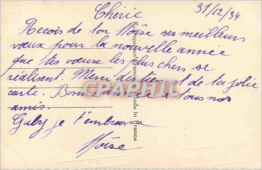 CPA Bonne Annee — Rückseite