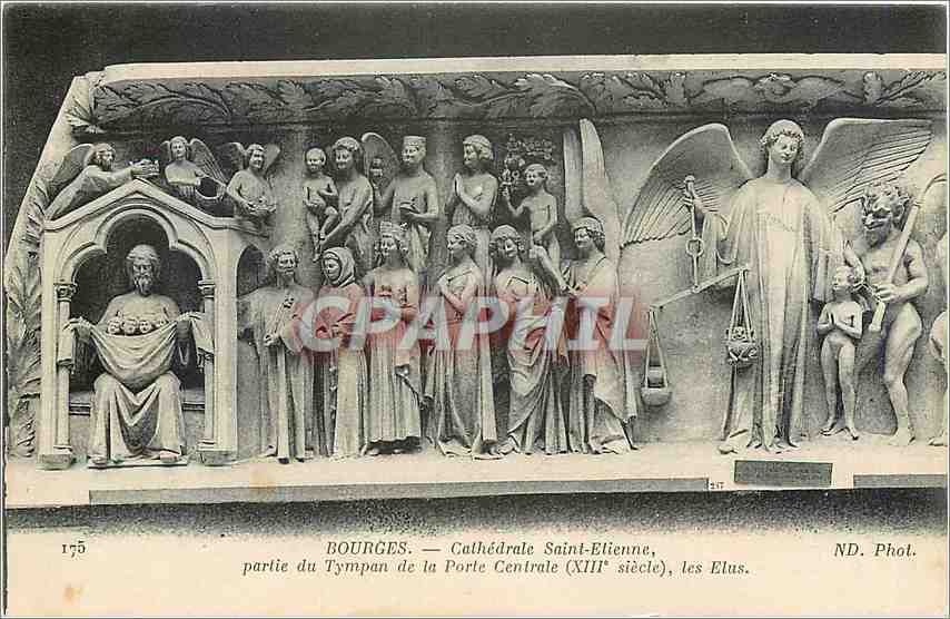CPA Bourges Cathedrale Sait Etienne les amnes parie du Tympan de la porte centrale XIII e siecle