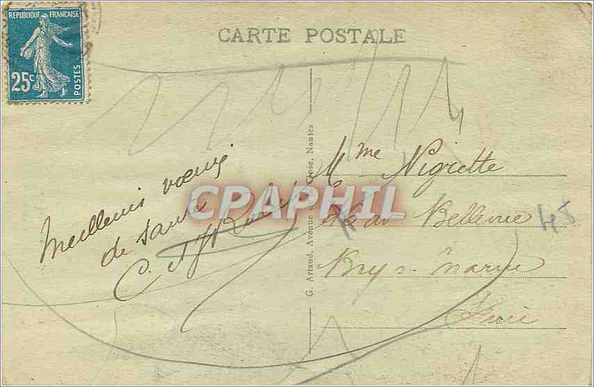 CPA Arromanches les bains les falaises de fresne au clair de lune au fond Asnelles — Rückseite