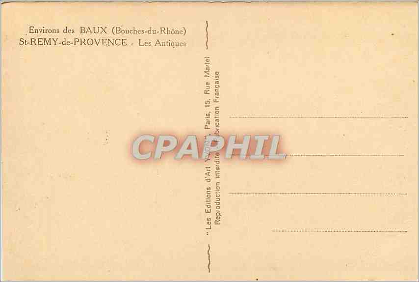 Les Antiques — St-Rémy-de-Provence — Éditions d'Art Yvon — Reverso