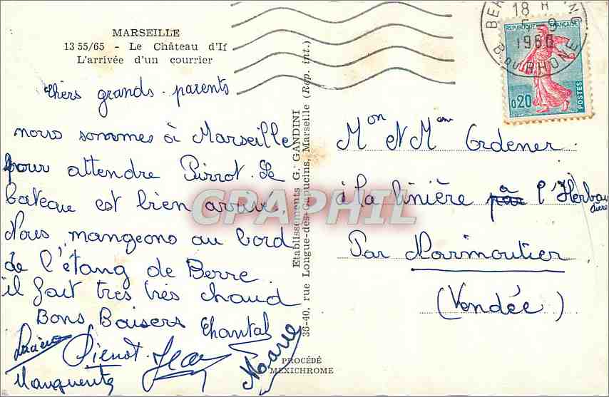 CPM Marseille  le chateau d'If l'arivee d'un courrier — Back