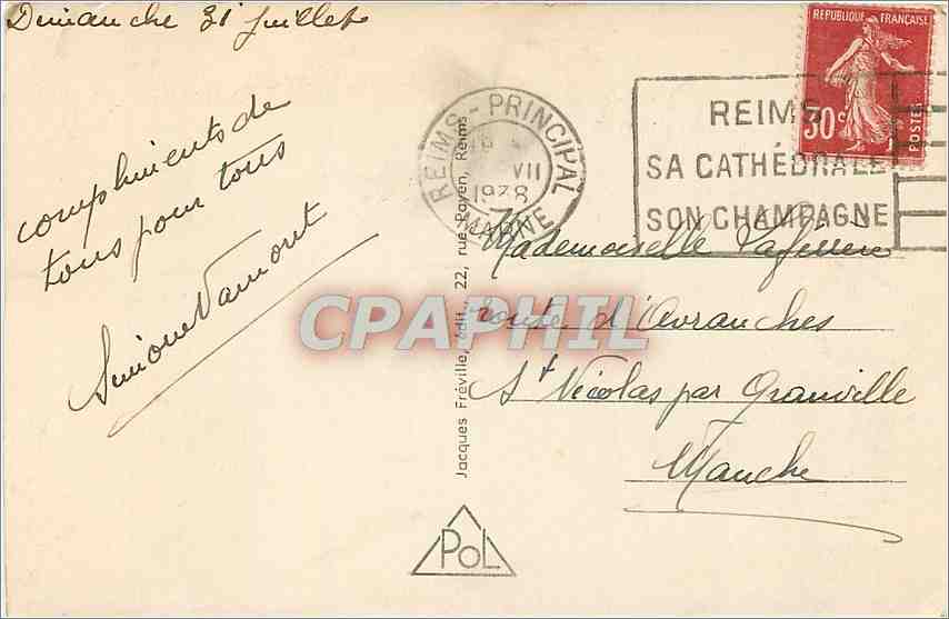 CPA Reims La cthedrale — Verso
