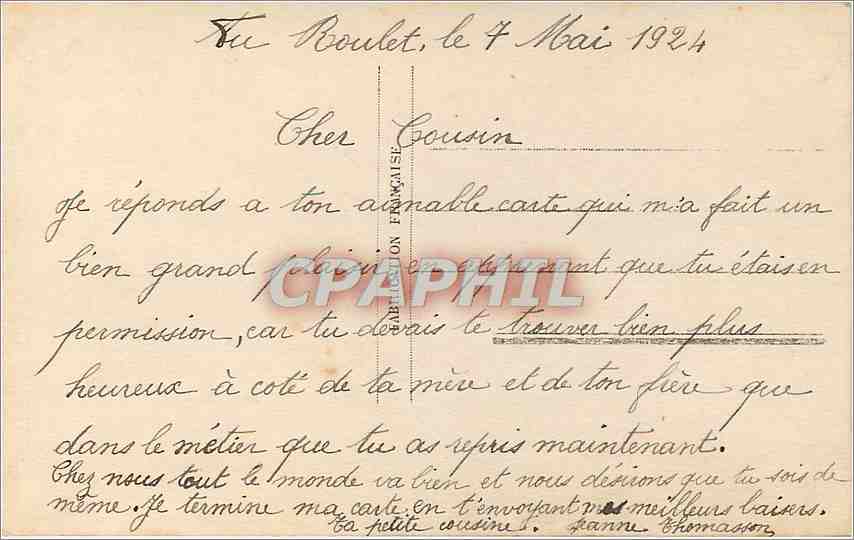 Joven mujer con sombrero y vestido verde — París 834 — Editor B. Paris — Reverso