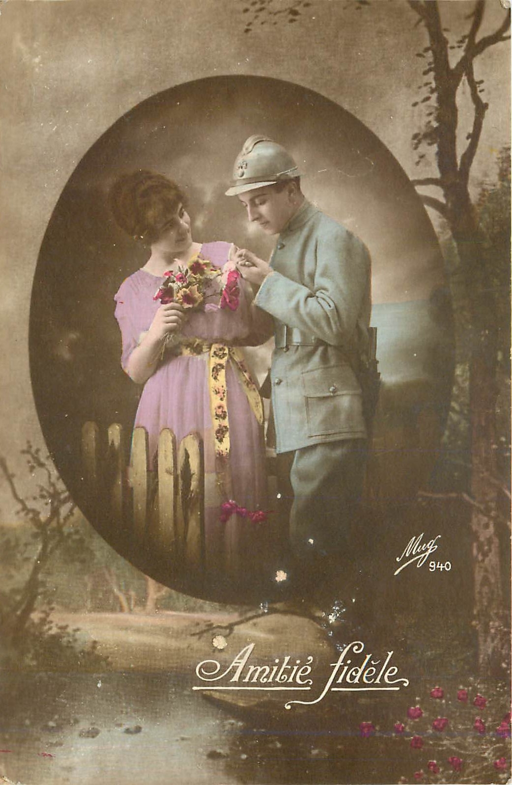 CPA Amitie fidele Femme Militaria