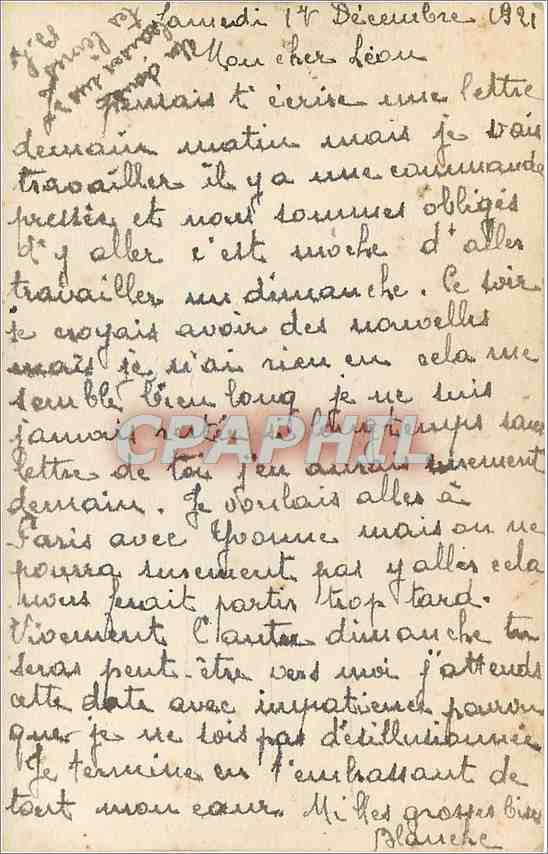 CPA Sur ma nuque ou je sens passer un doux frisson c'est ta voix qui murmure aimns a l'unisson — Rückseite